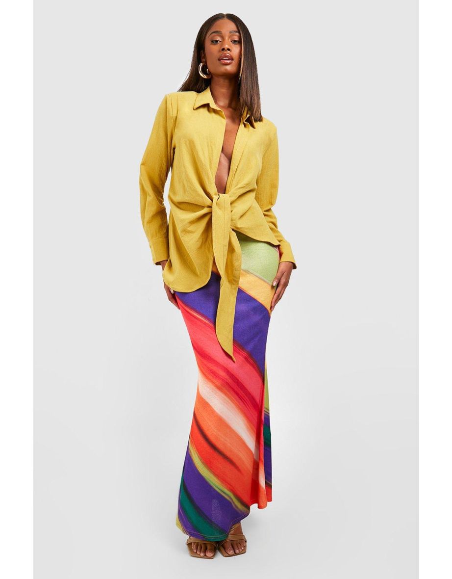 Multi Tie Dye Slip Maxi Skirt - pink