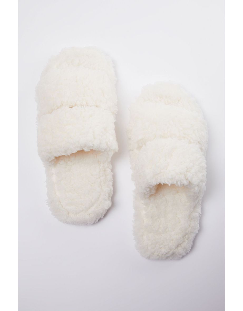 White Plush Women's Home Slippers
