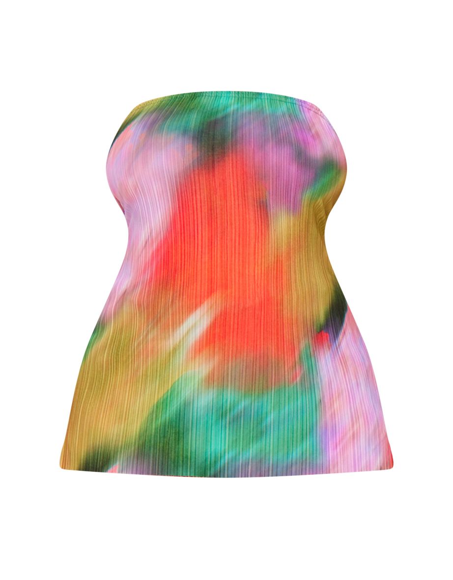 Plus Multi Print Plisse Bandeau Top - 4