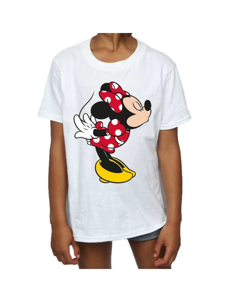 Disney Girls Minnie Mouse Split Kiss Cotton T-Shirt - White - 3