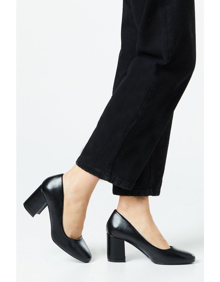 Ella Round Toe High Block Heel Court Shoes