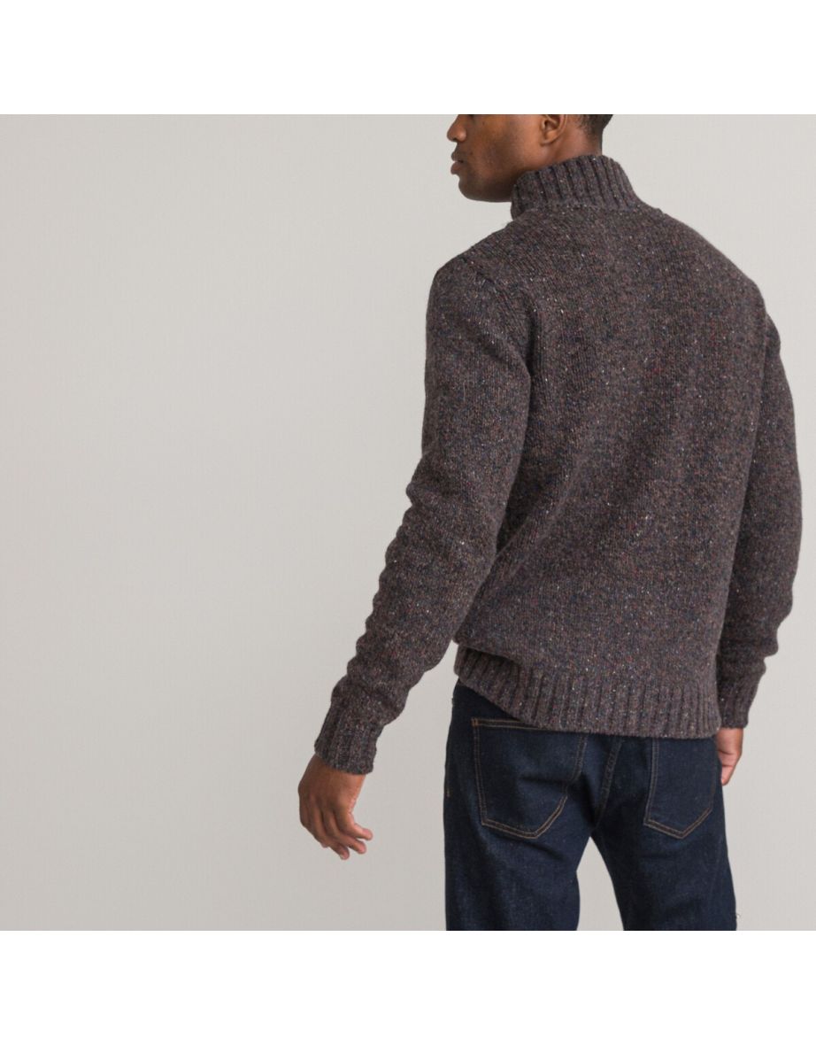 Wool Mix Jumper/Sweater in Fine Knit with High Neck - 3