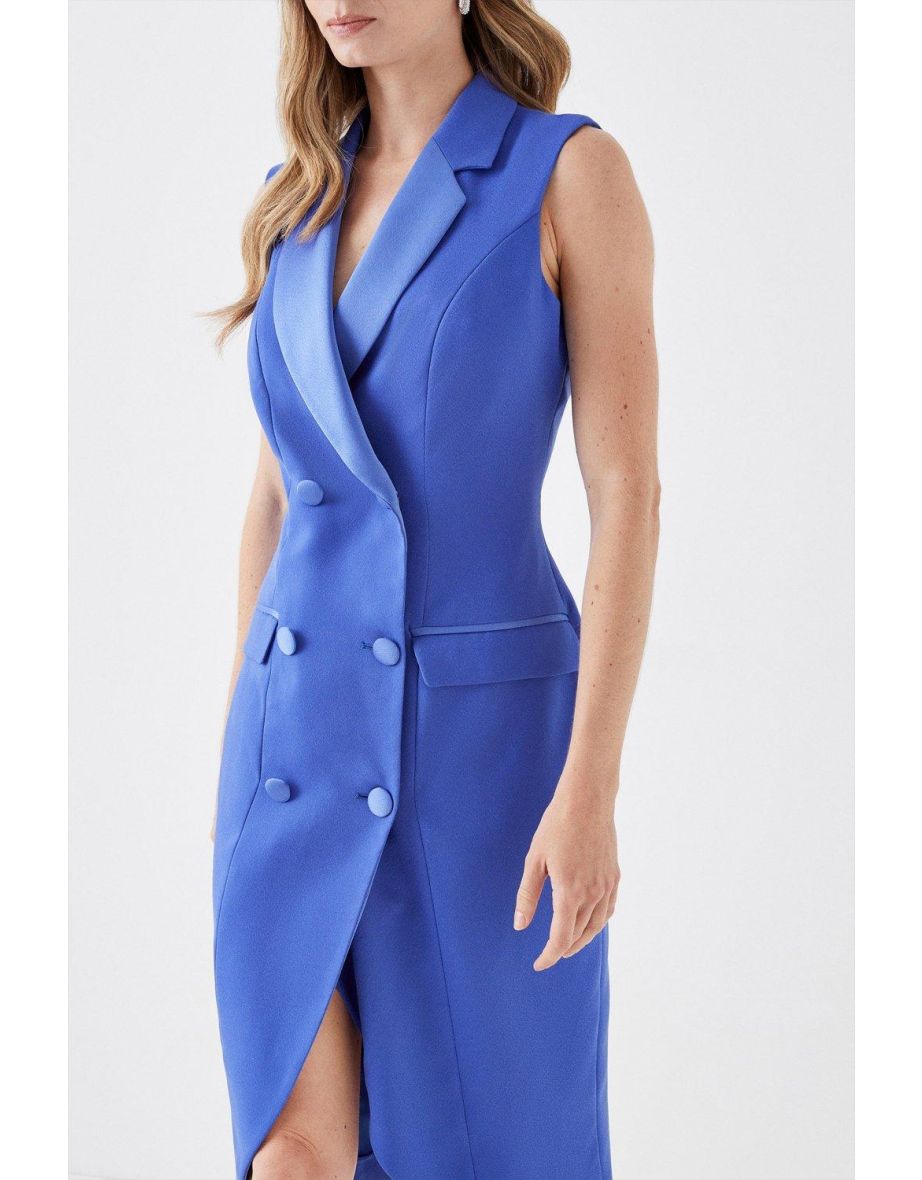 Sleeveless Double Breasted Tux Dress - 3