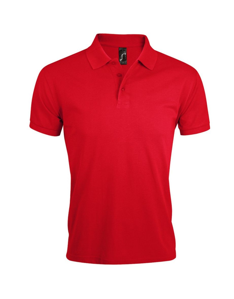 SOLs Mens Prime Pique Plain Short Sleeve Polo Shirt - Red