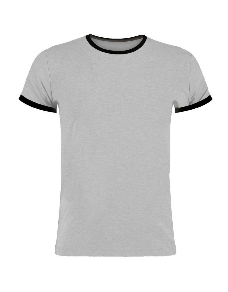 Kustom Kit Mens Ringer Fashion T-Shirt - Black/Light Grey Marl