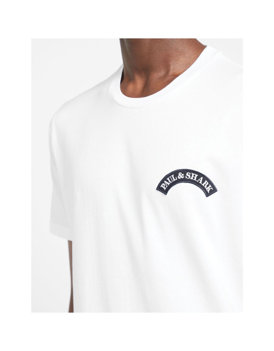 Men's Paul and Shark Arch Printed Logo Organic Cotton T-Shirt in White - 4