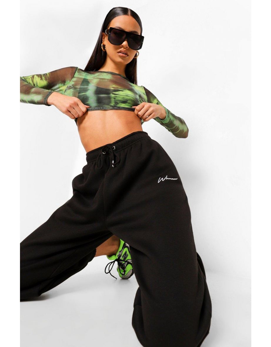 Woman Embroidered Oversized Joggers - black - 3