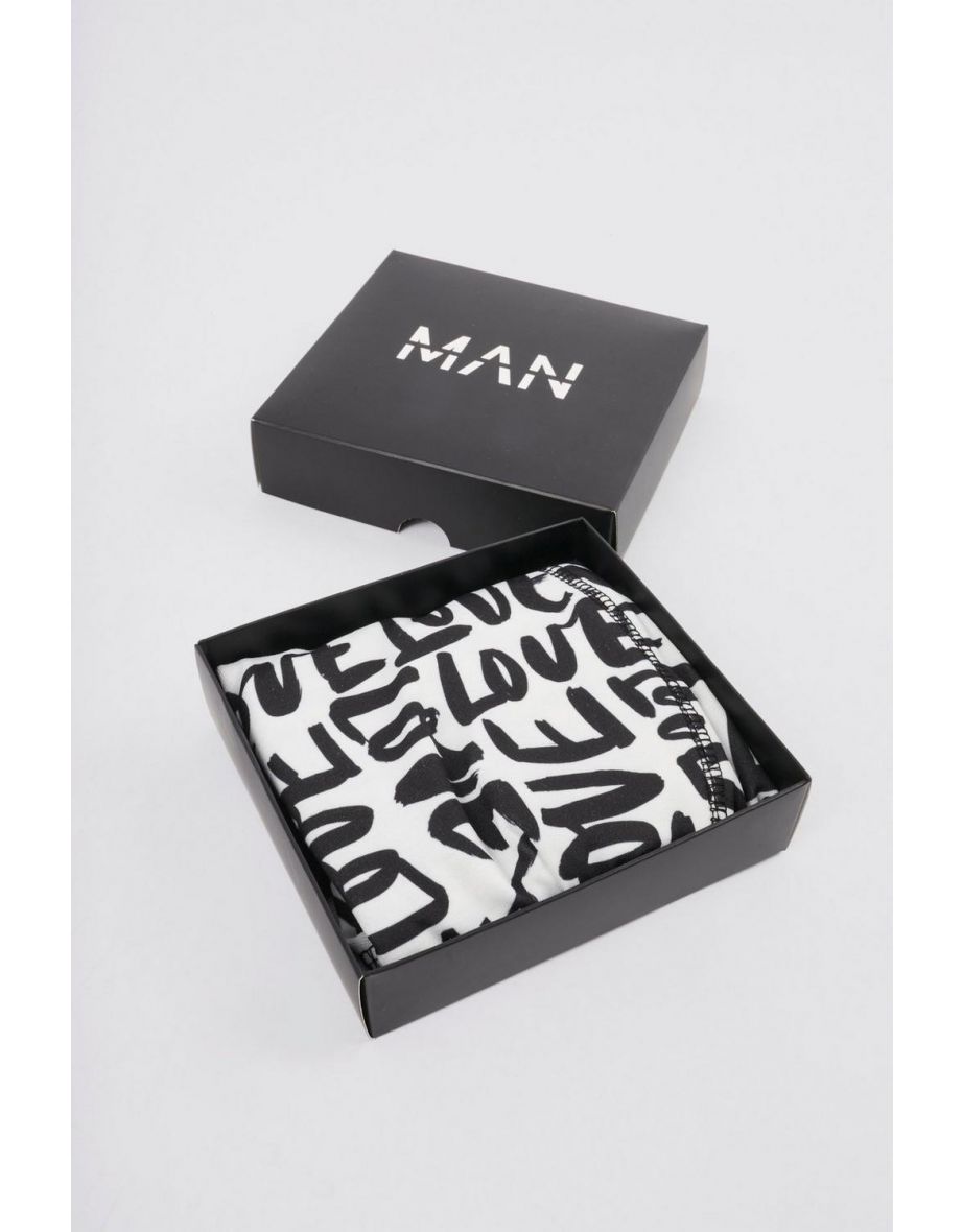 Love Printed Boxers In Gift Box - white