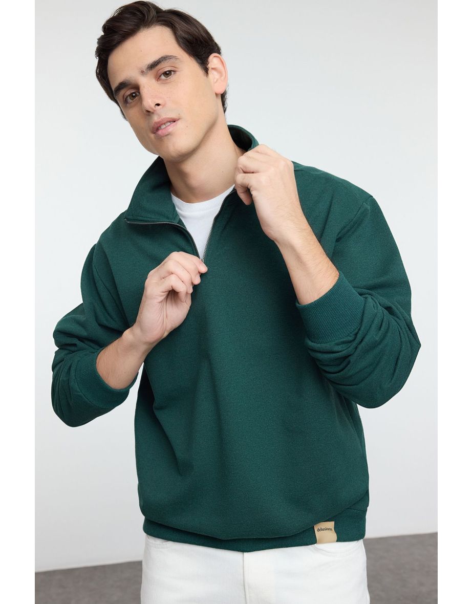 Zümrüt Oversize/Wide Cut Stand Collar Sweatshirt with Labeled Fleece Inside