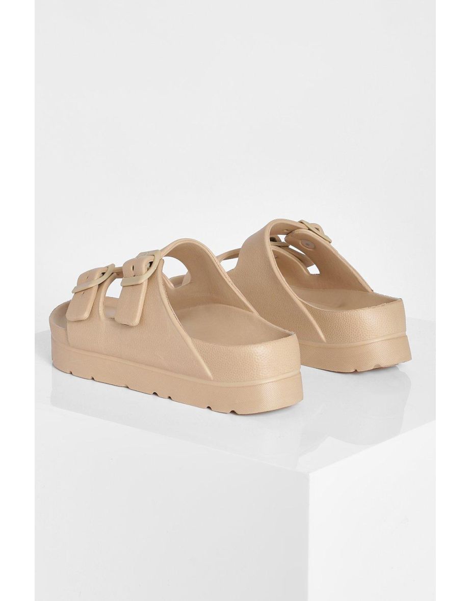 Chunky Double Buckle Slider - nude - 3