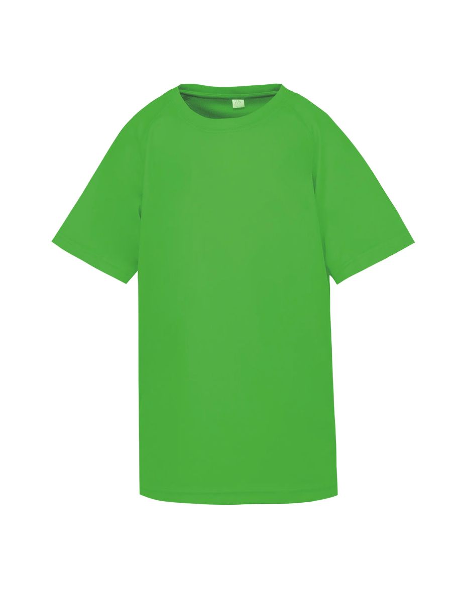 Spiro Childrens Boys Performance Aircool T-Shirt - Flo Green
