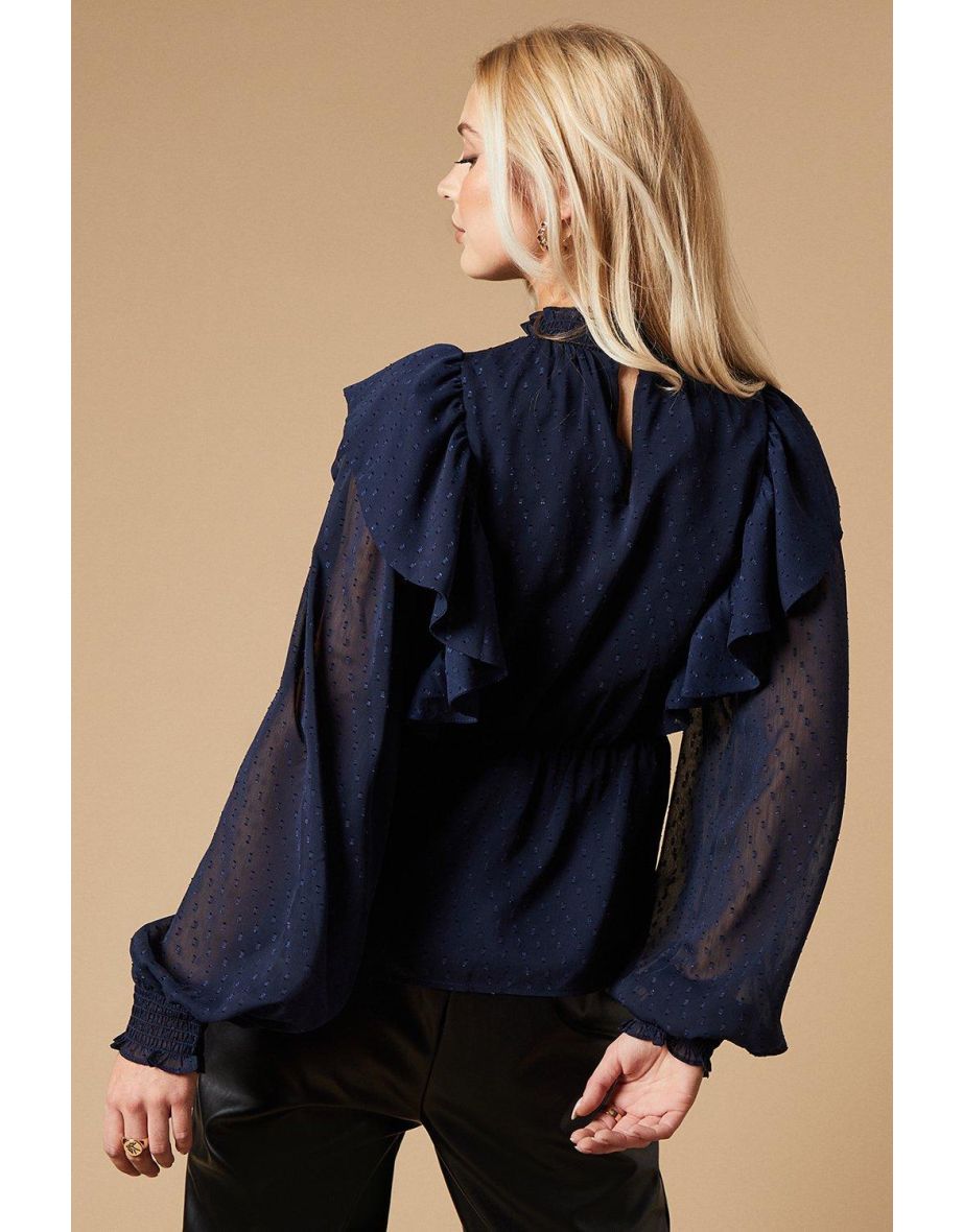 Embroidered Dobby Chiffon Blouse - 3