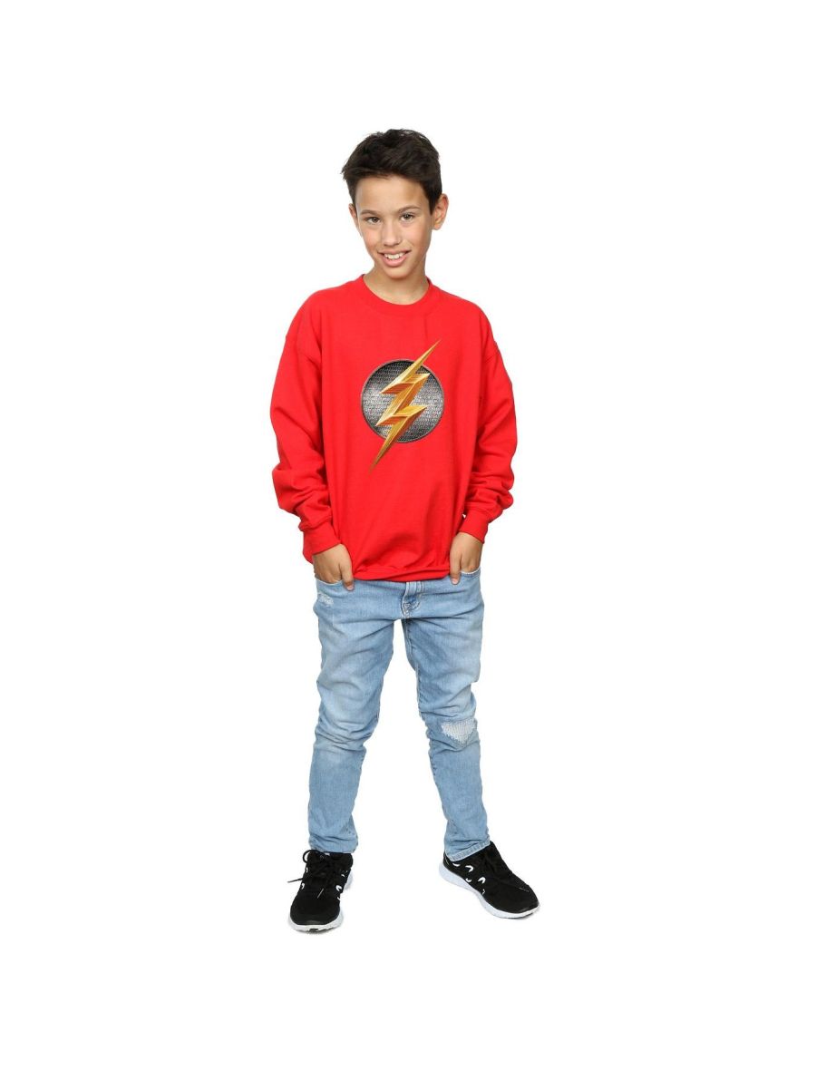 DC Comics Boys Justice League Movie Flash Emblem Sweatshirt - Red - 3