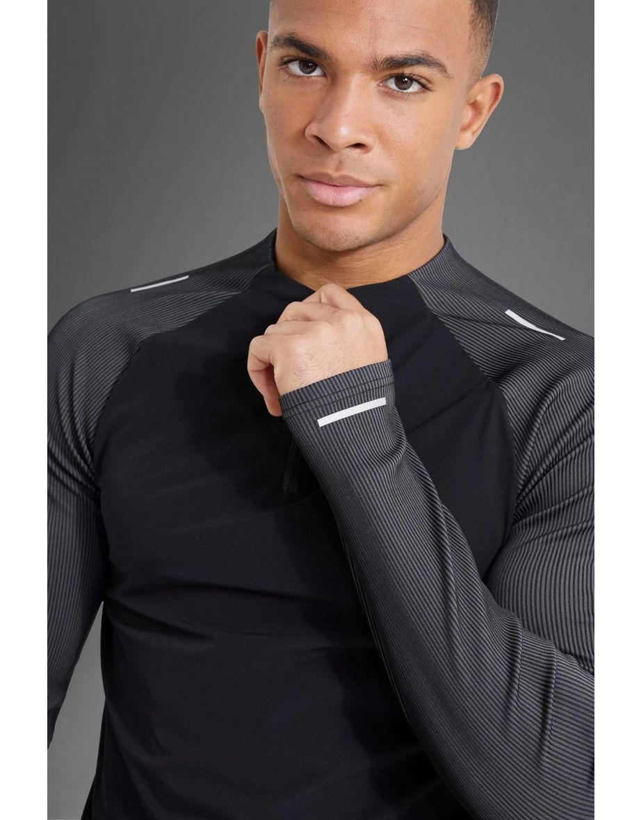 Active Gym Ribbed 1/4 Zip Muscle Fit Tracksuit - black - 2