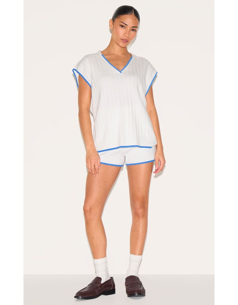 Petite Cream Knitted Hot Pants