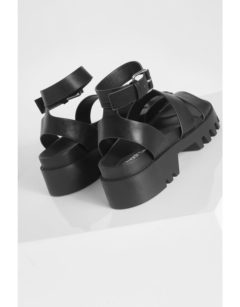 Chunky Triple Strap Rubber Sandal - 3