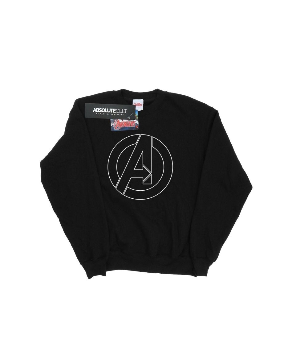 Marvel Boys Avengers Assemble A Logo Outline Sweatshirt - Black - 3