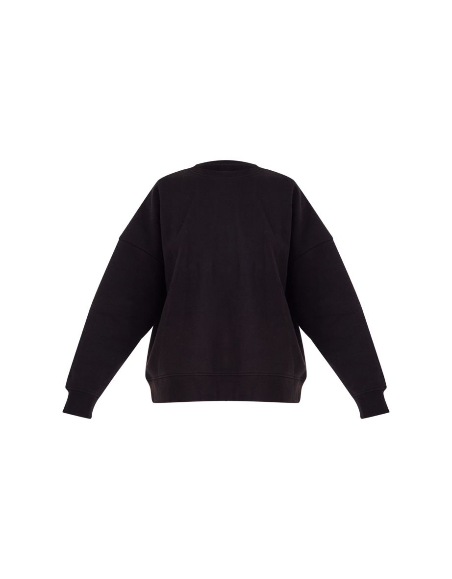 PLT Label Black Plain Oversized Sweatshirt - 4