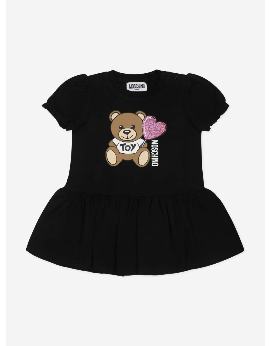 Baby Girls Teddy Bear Dress in Black