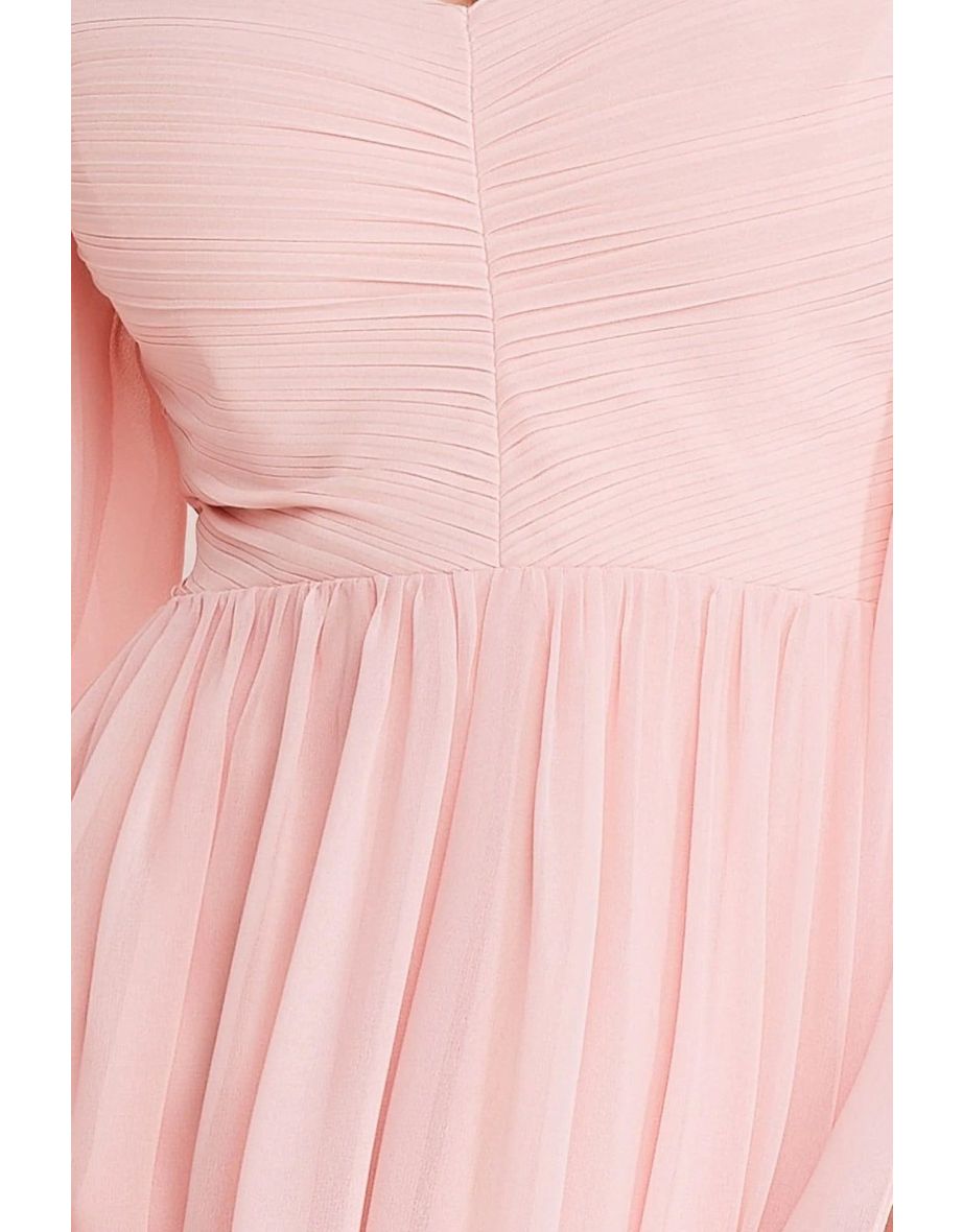 Goddiva Chiffon Off The Shoulder Maxi With Wings - Blush - 3