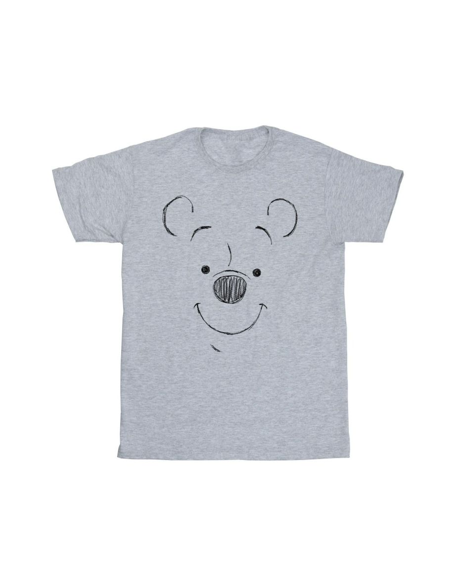 Disney Mens Winnie The Pooh Winnie The Pooh Face T-Shirt - Sports Grey