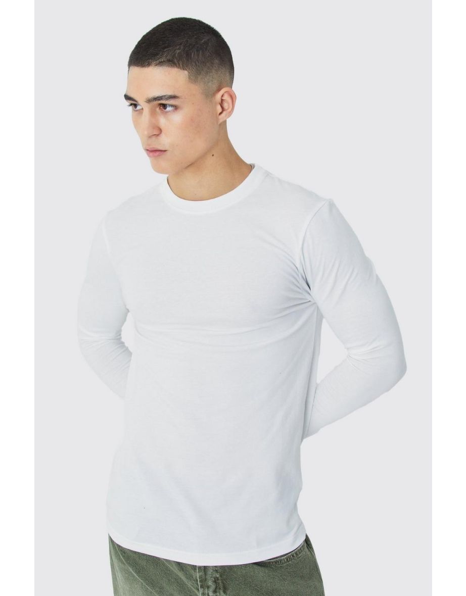 Long Sleeve Muscle Fit T-shirt - white - 2