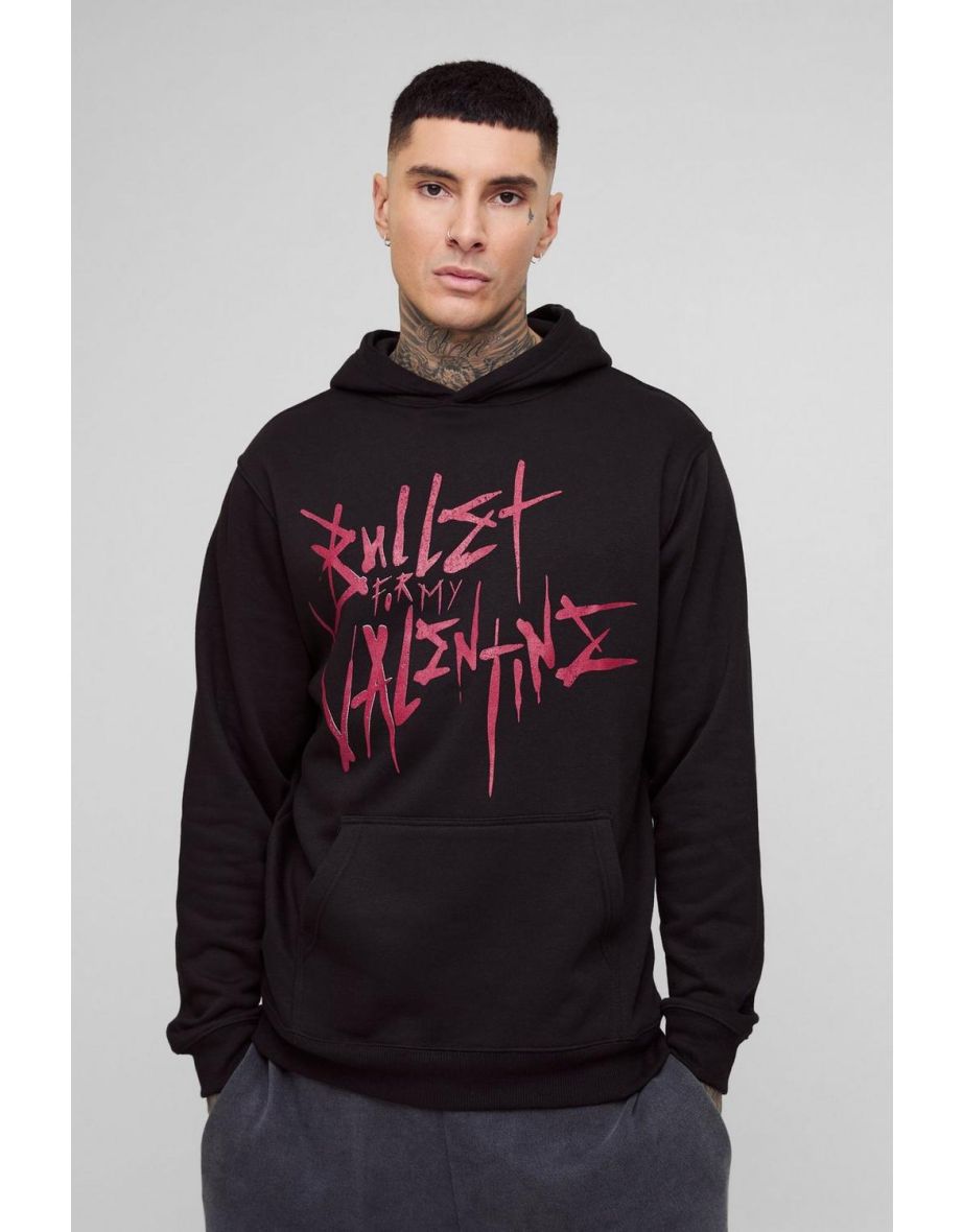 Tall Oversized Bullet For My Valentine License Print Hoodie - black