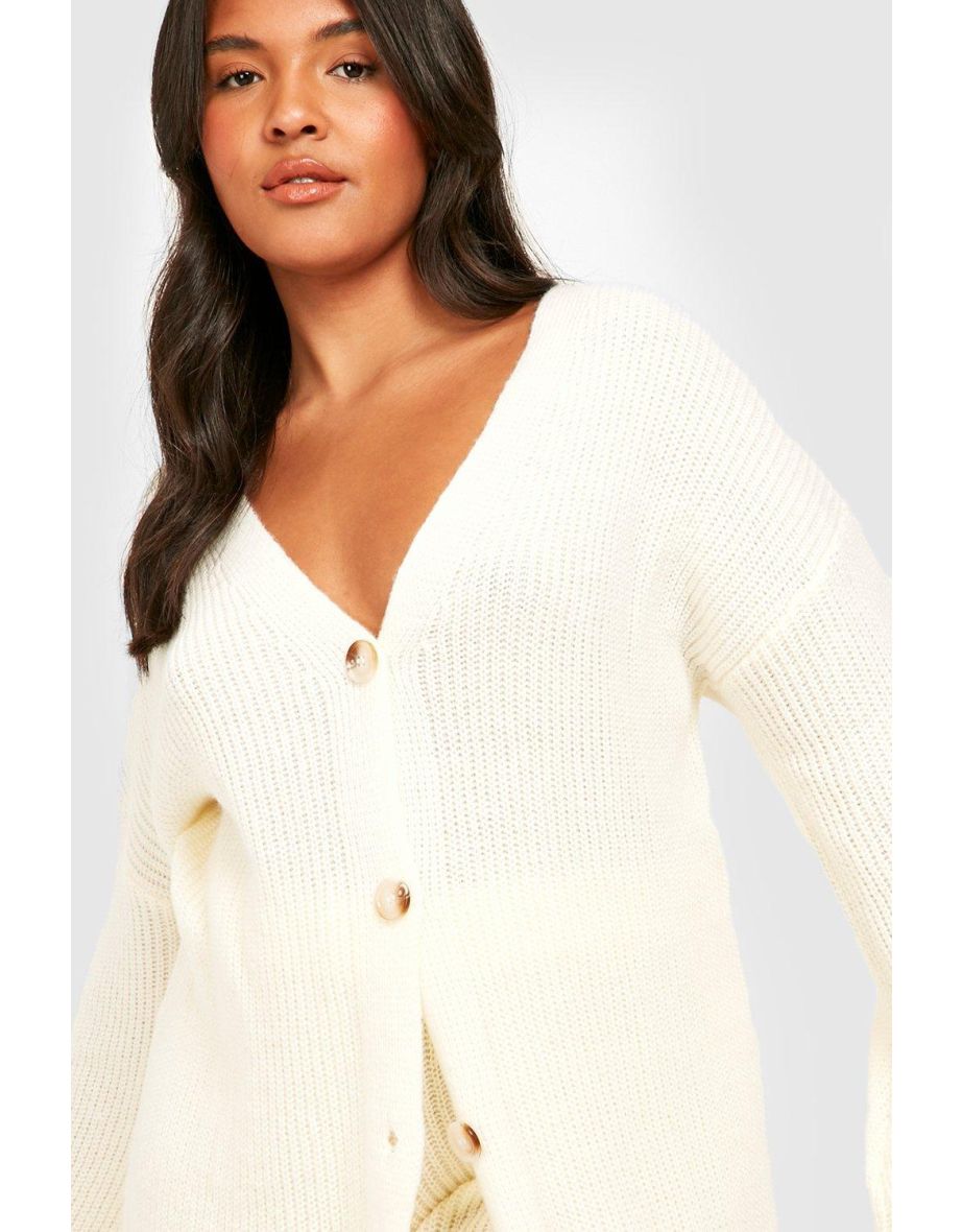 Plus Chunky Knit Cardigan Co-ord - cream - 3