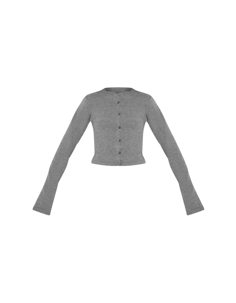 Tall Charcoal Button Up Slim Fit Knit Cardigan - 4