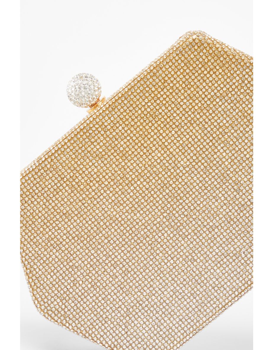 Gold Diamante Hexagon Box Bag - 4