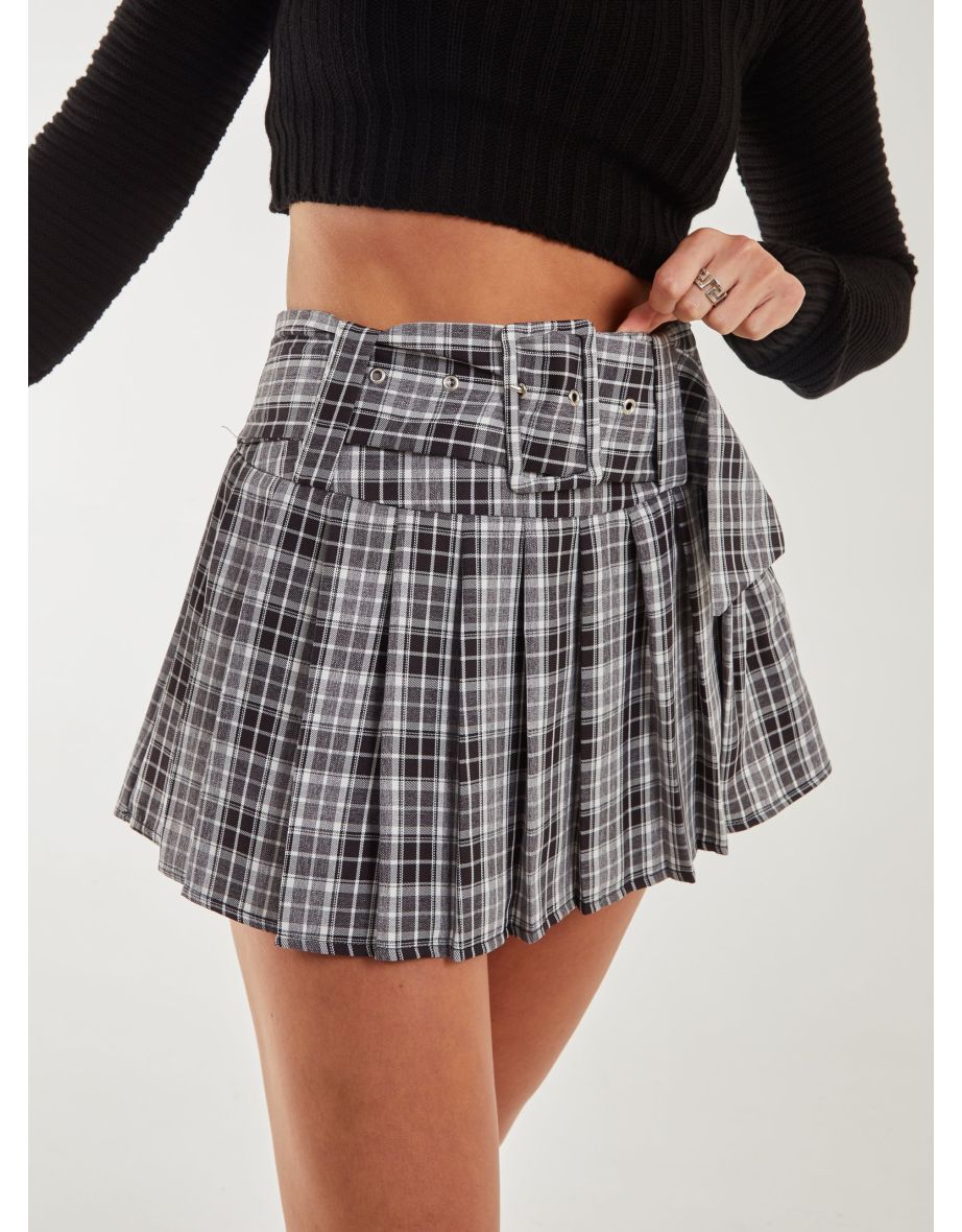 Check pleated cheap tennis skirt