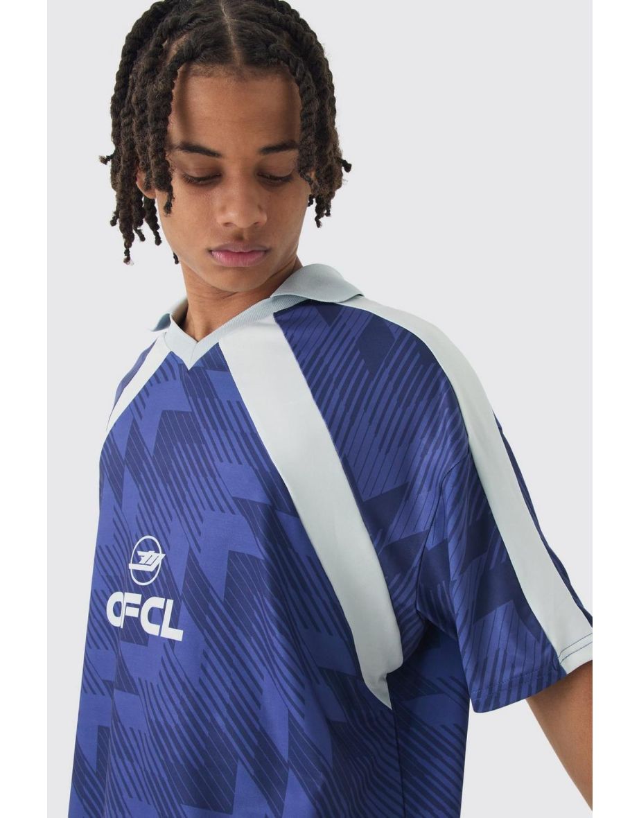 Oversized Ofcl Dogtooth Football Top - navy - 2