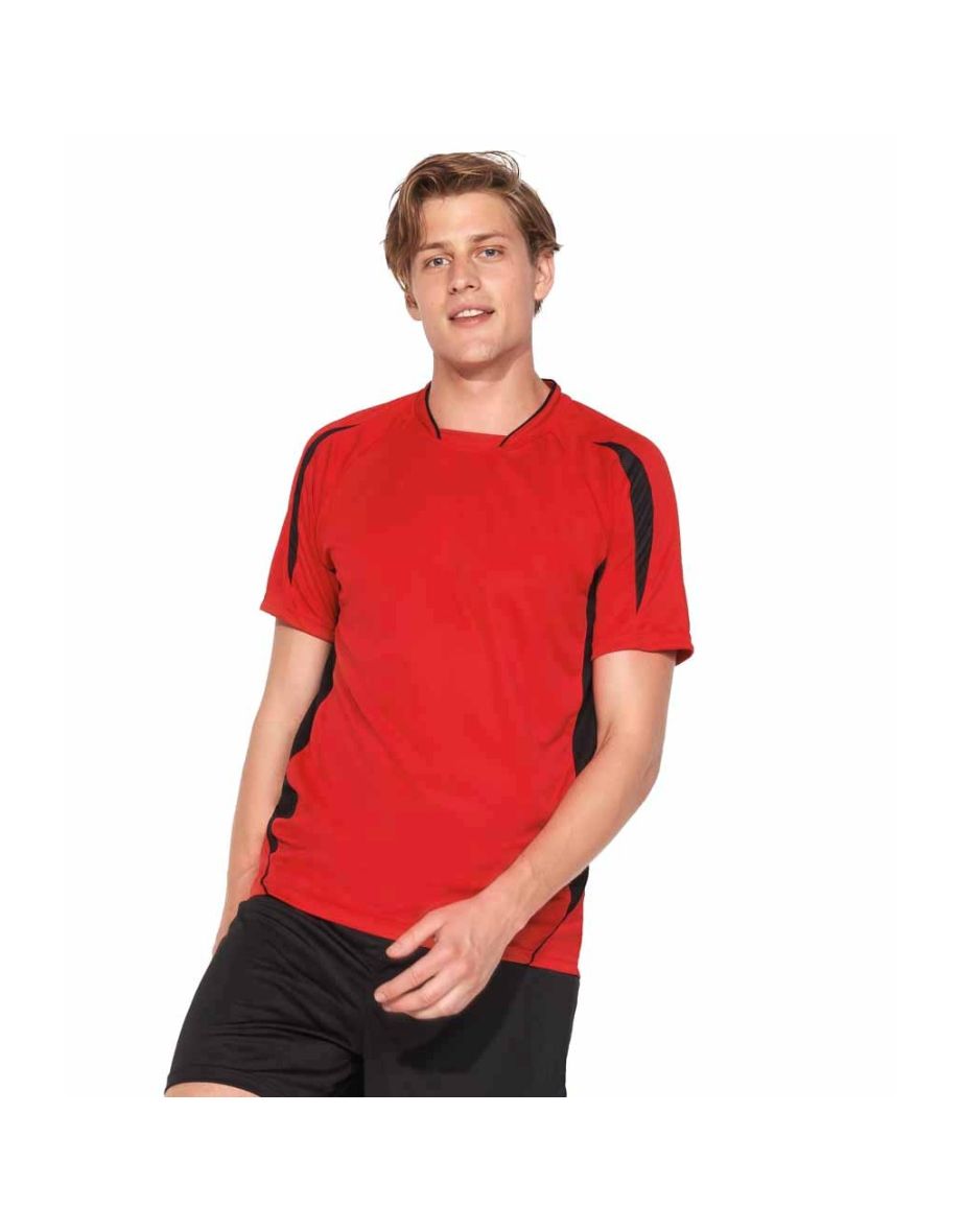 SOLS Mens Maracana 2 Short Sleeve Football T-Shirt - Red/Black