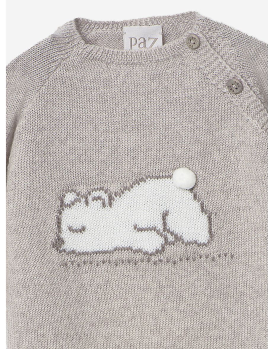 Baby Knitted Babygrow in Brown - 2