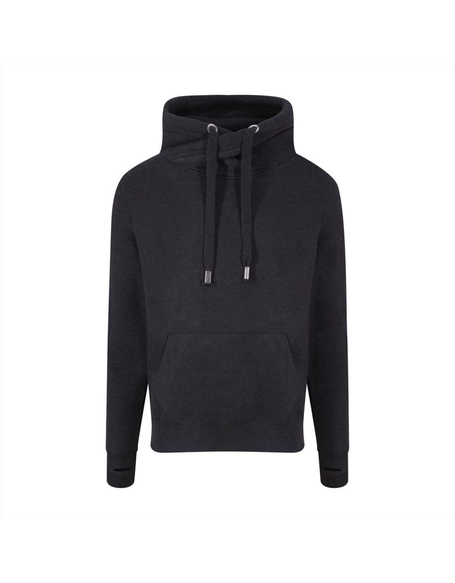 AWDis Hoods Mens Cross Neck Hoodie - Black Smoke