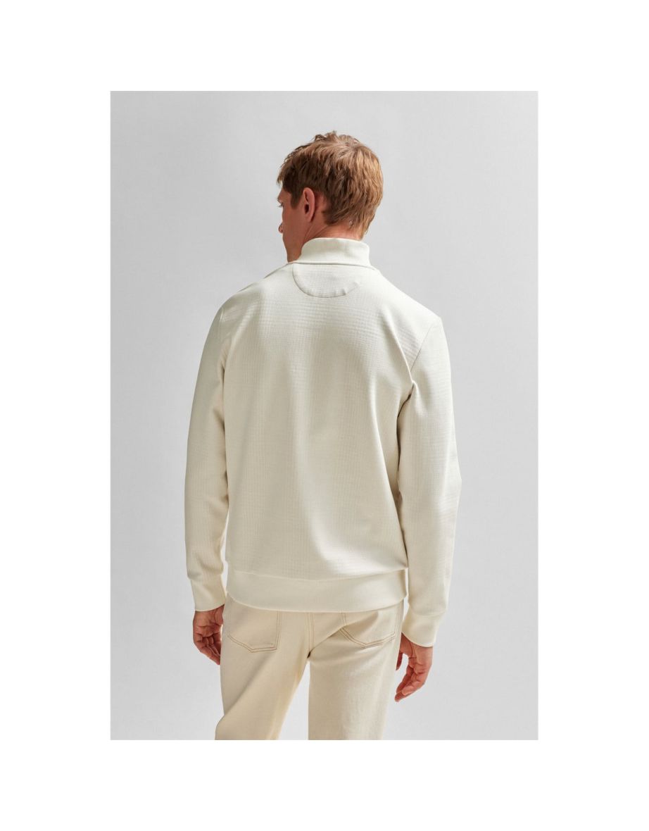 Men's Boss L-Santos 07 Zip-Neck Sweatshirt in White - 3