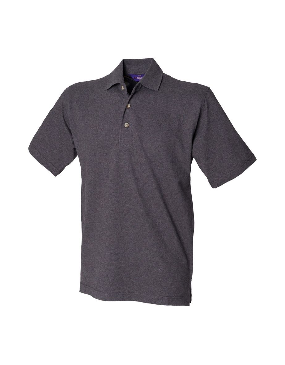 Henbury Mens Classic Cotton Pique Heavy Polo Shirt - Charcoal