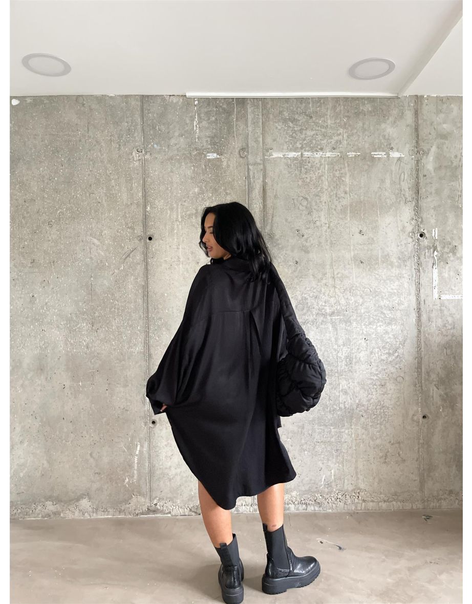 Black Hi-Low Shirt-Dress - 3