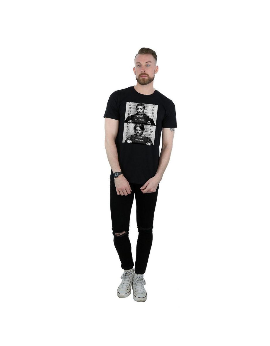 Supernatural Mens Winchester Mugshot Cotton T-Shirt - Black - 2