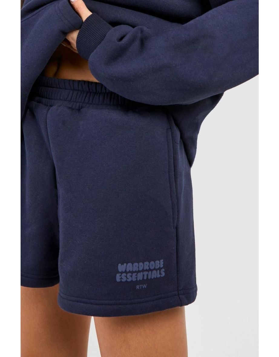 Wardrobe Essentials Slogan Hooded Short Tracksuit - navy - 3