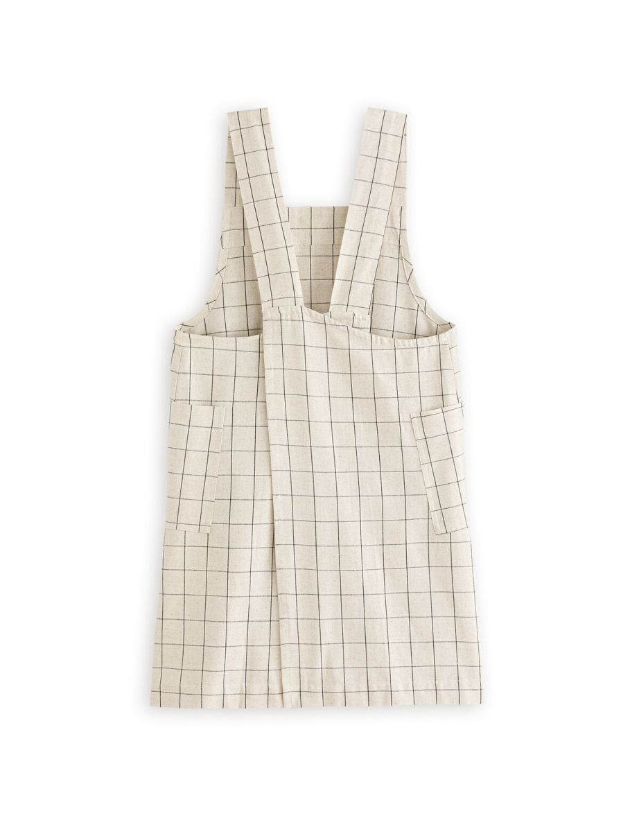 Tissala Checked Cotton and Linen Japanese Apron - 1
