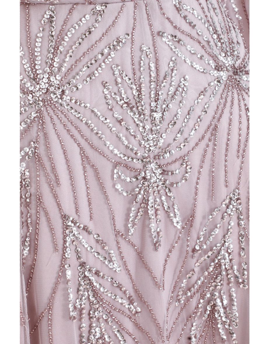 Lilac Embellished Wrap Midi Dress - 5