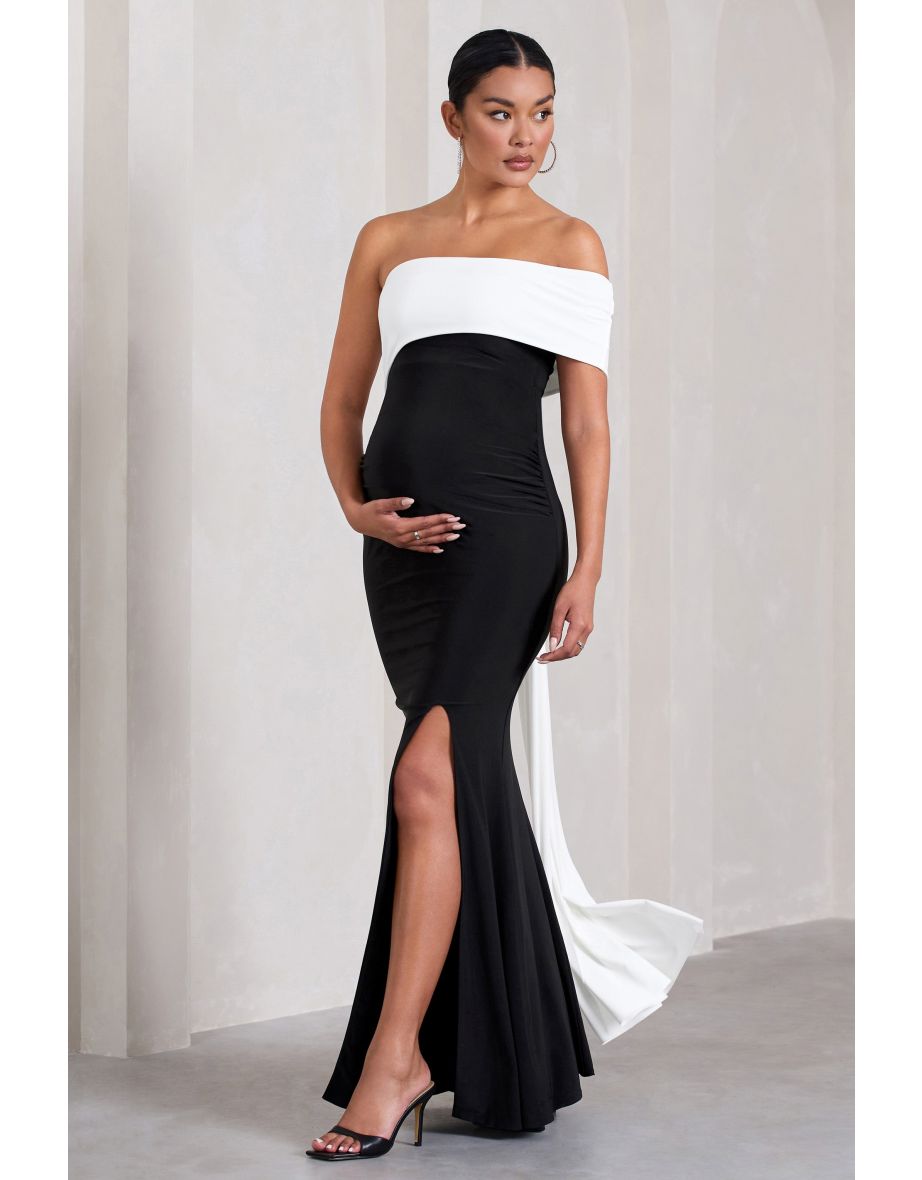 Black Maternity Maxi Dress with Slit