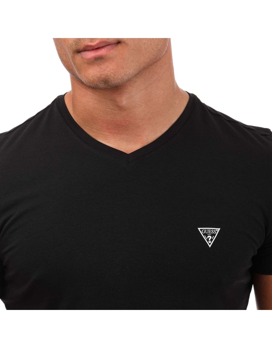 Men's Guess 2 Pack V Neck T-Shirts in Black - 2