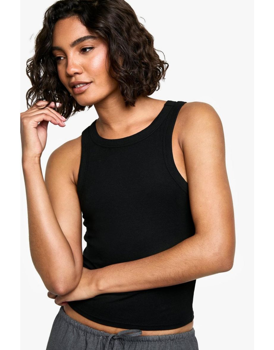 Tall Basic Racer Crop Top - black - 3