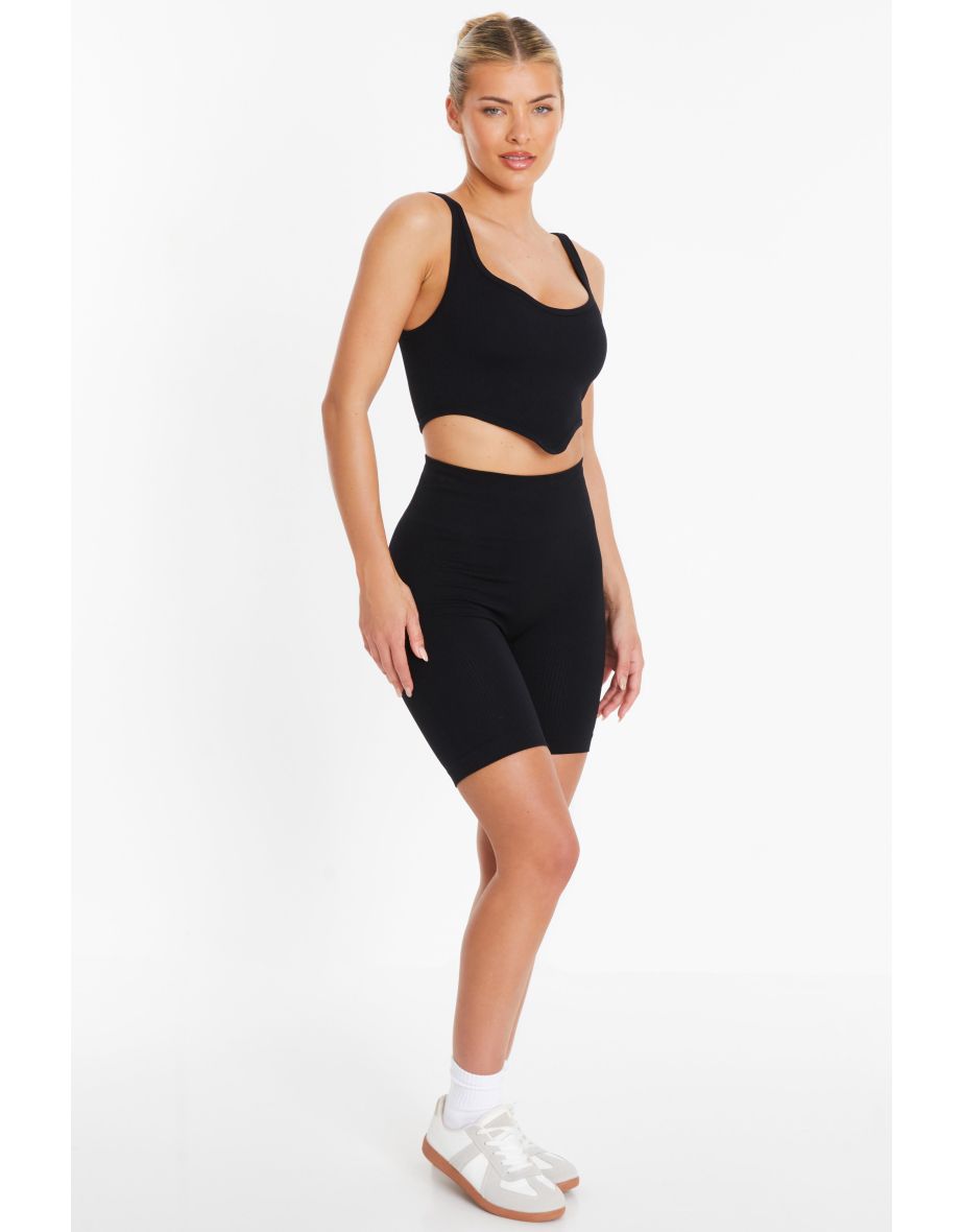 Black Ribbed Cycling Shorts