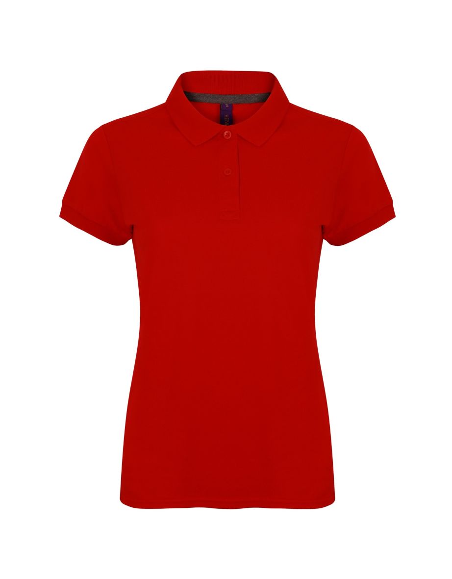 Henbury Womens/Ladies Micro-Fine Short Sleeve Polo Shirt - Classic Red