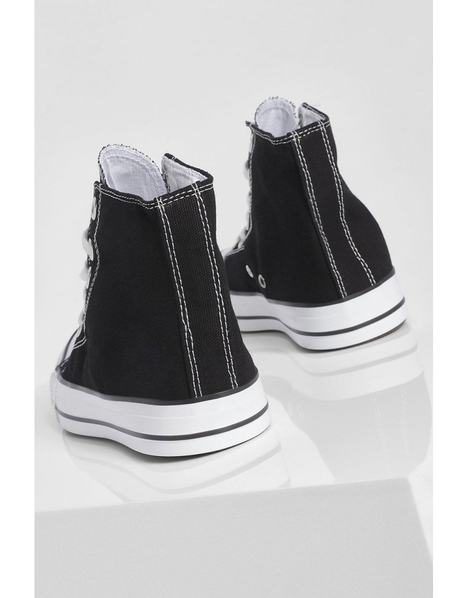 High Top Canvas Trainers - black - 3