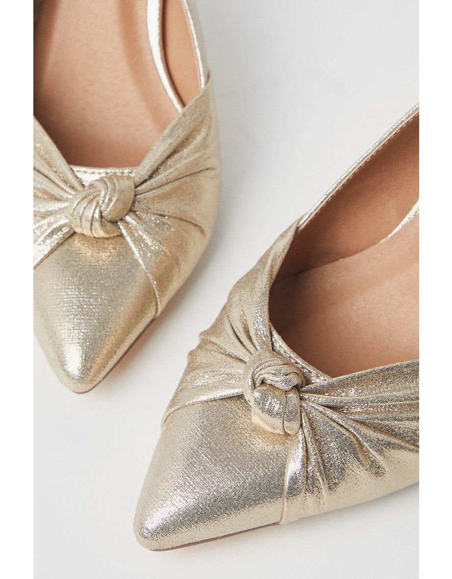 Ember Satin Knot Front Slingback Court Shoes - 3