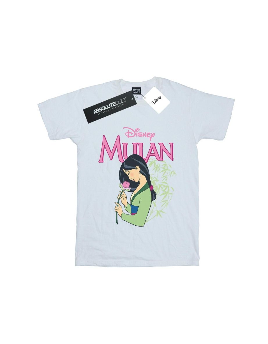 Disney Girls Mulan Pink Magnolia Cotton T-Shirt - White - 1